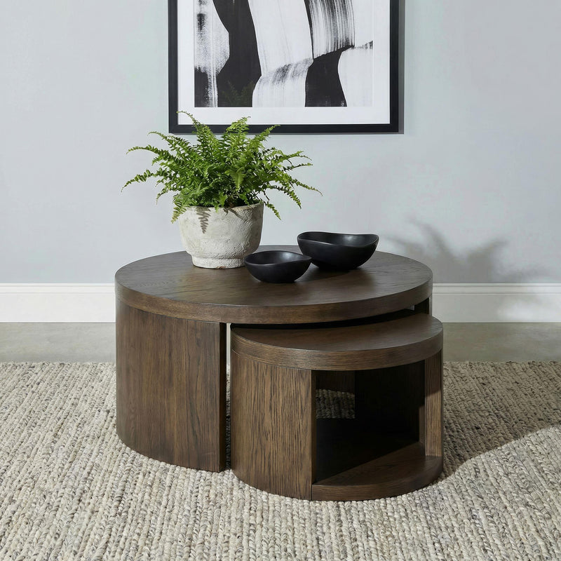 Sweeney 2-piece Round Wood Occasional Nesting Table Set Dark Walnut - 722830