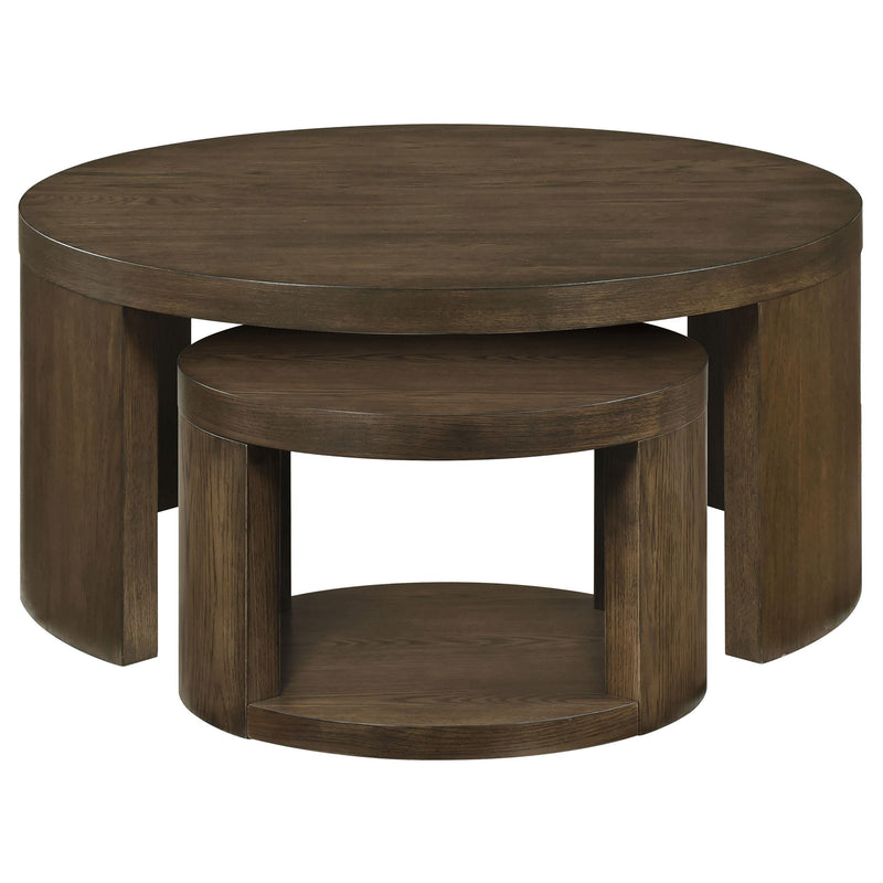 Sweeney 2-piece Round Wood Occasional Nesting Table Set Dark Walnut - 722830