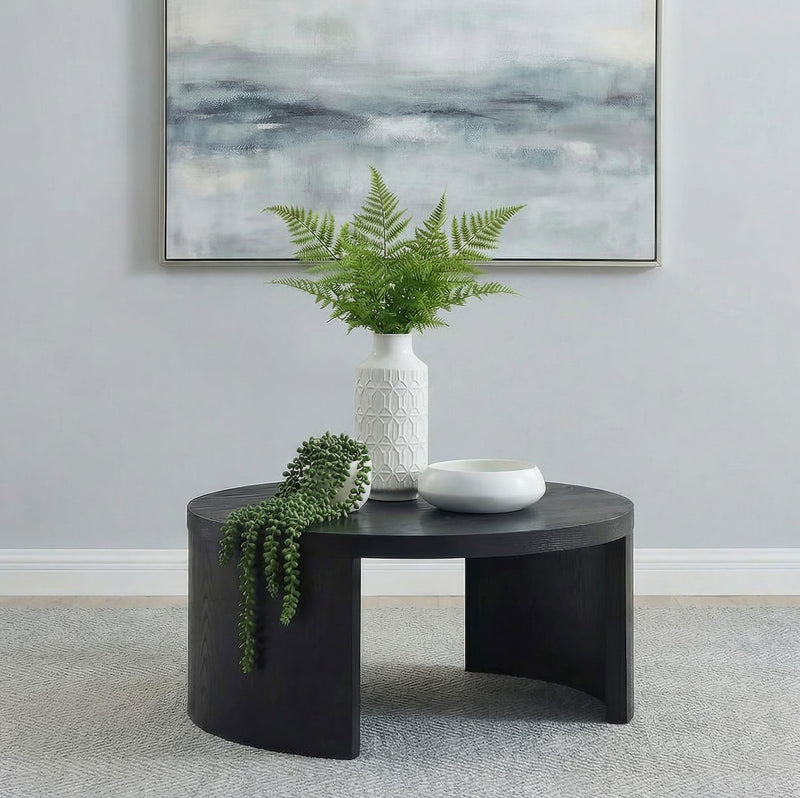 Sweeney 39-inch Round Wood Occasional Cocktail Coffee Table Black - 722828