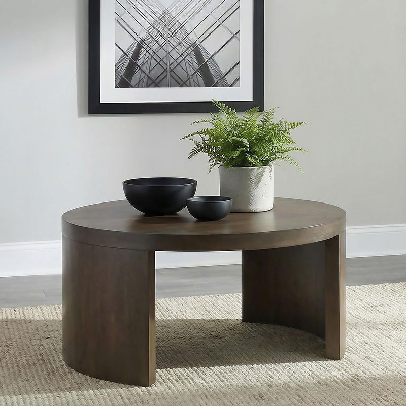 Sweeney 39-inch Round Wood Occasional Cocktail Coffee Table Dark Walnut - 722838