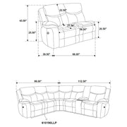 Sycamore Upholstered Power Reclining Sectional Sofa Brown - 610190P