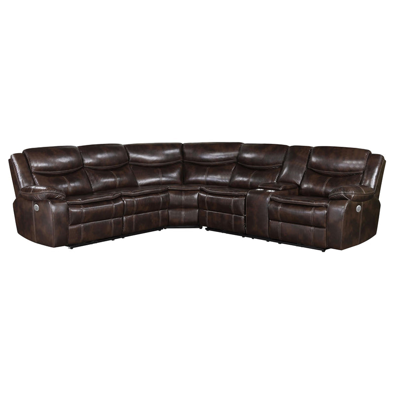 Sycamore Upholstered Power Reclining Sectional Sofa Brown - 610190P