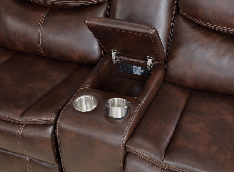 Sycamore Upholstered Power Reclining Sectional Sofa Brown - 610190P