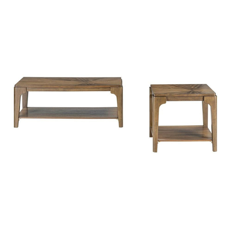 [T130-3PC-Set] Langford - 3PC Coffee Table Set, Solid Rubber Wood, MDF, Acaica Veneer, Brown Each - T130-3PC-Set
