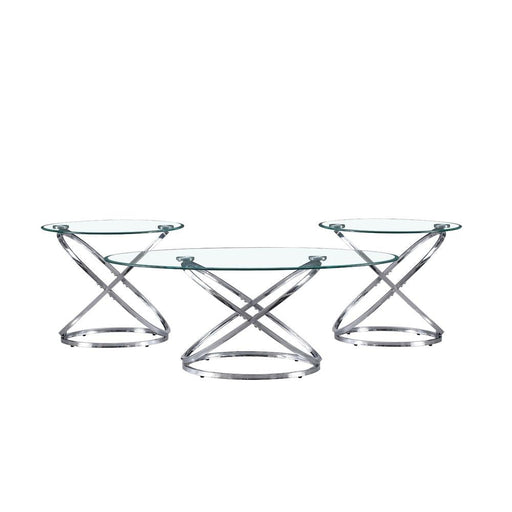 [T158-3PC-Set] Helix - 3 PC Coffee Table Set (Chrome), Metal, Glass, Chrome Each - T158-3PC-Set