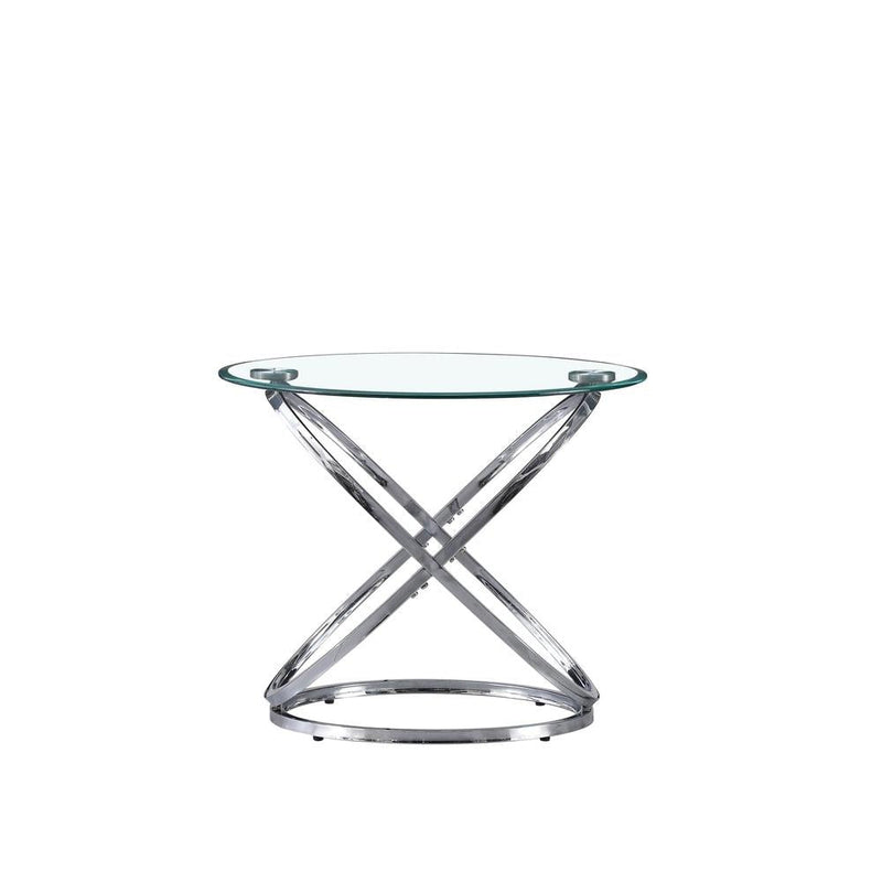 [T158-E-Table] Helix - End Table (Chrome), Metal, Glass, Chrome Box of 2 - T158-E-Table