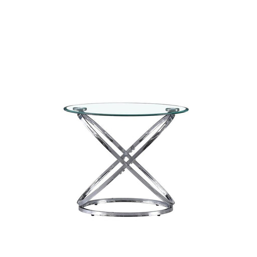 [T158-E-Table] Helix - End Table (Chrome), Metal, Glass, Chrome Box of 2 - T158-E-Table