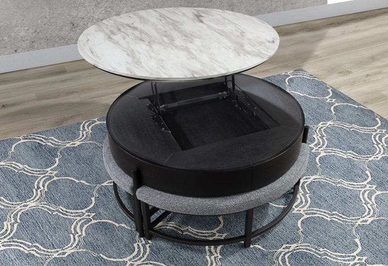T42 Black Coffee Table With 3 Stools - T42CT+3 STOOLS-BLK
