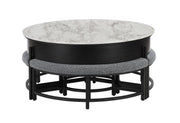 T42 Black Coffee Table With 3 Stools - T42CT+3 STOOLS-BLK