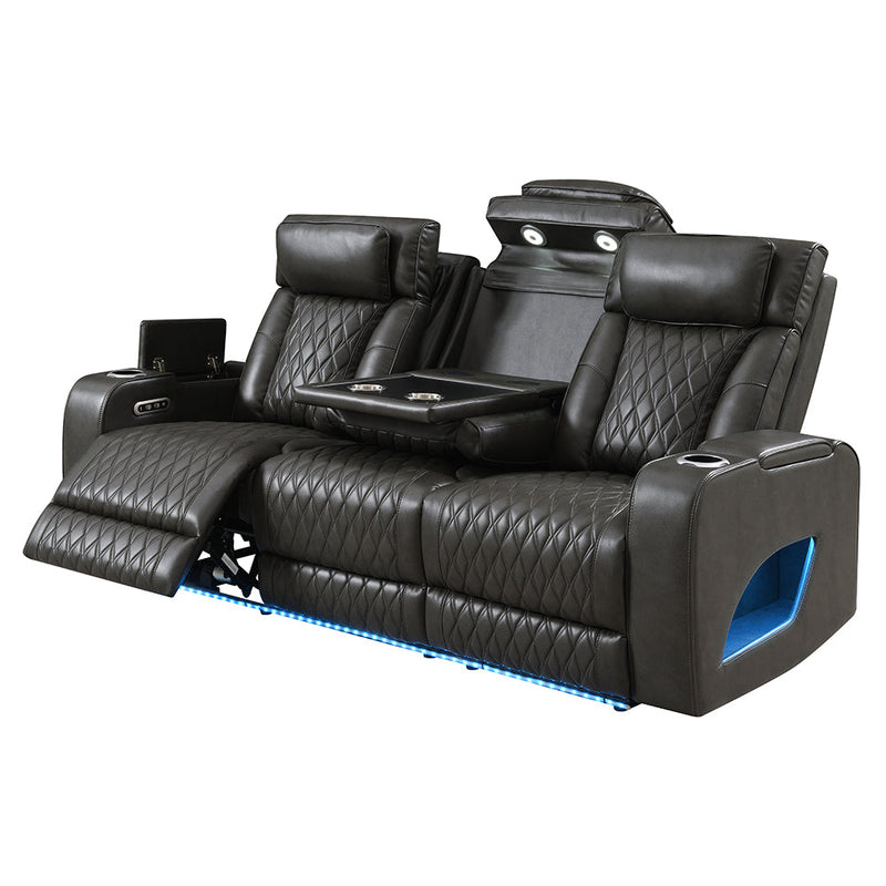 Taddeo Power Motion Sofa w/Power Headrest, USB, Wireless Charger, LED & Reading Light - LV06230