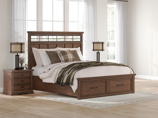 Taffenbrook Medium Brown California King Panel Storage Bed - B849B5