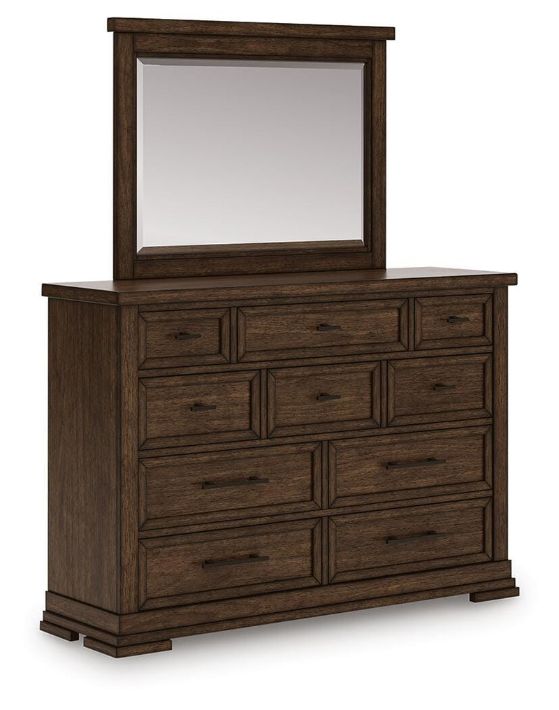 Taffenbrook Medium Brown Dresser and Mirror - B849B1