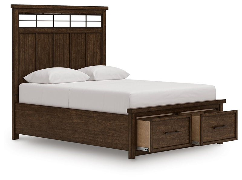 Taffenbrook Medium Brown Queen Panel Storage Bed - B849B2