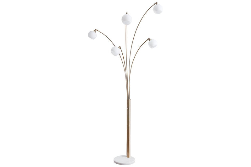 Taliya Champagne/White Arc Lamp - Lara FurnitureFloor Lamps