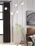 Taliya Champagne/White Arc Lamp - Lara FurnitureFloor Lamps