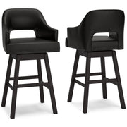 Tallenger Black/Dark Brown Bar Height Bar Stool (Set of 2) - D380-930X2