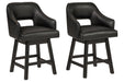 Tallenger Black/Dark Brown Counter Height Bar Stool (Set of 2) - Gate FurnitureBarstool