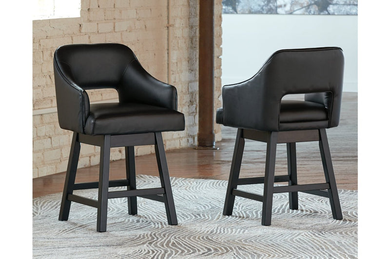 Tallenger Black/Dark Brown Counter Height Bar Stool (Set of 2) - Lara FurnitureBarstool