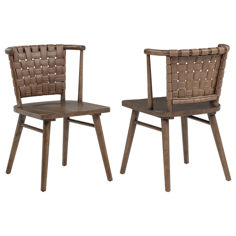 Tallis Woven Leatherette Back Dining Side Chair Brown (Set of 2) - 190242