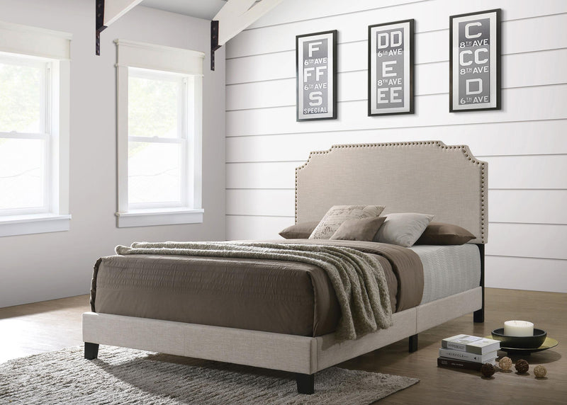Tamarac Upholstered Eastern King Panel Bed Beige - 310061KE