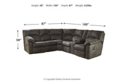 Tambo Pewter 2 - Piece Sectional with Recliner - Lara FurnitureReclining Sectional