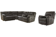 Tambo Pewter 2 - Piece Sectional with Recliner - Lara FurnitureReclining Sectional