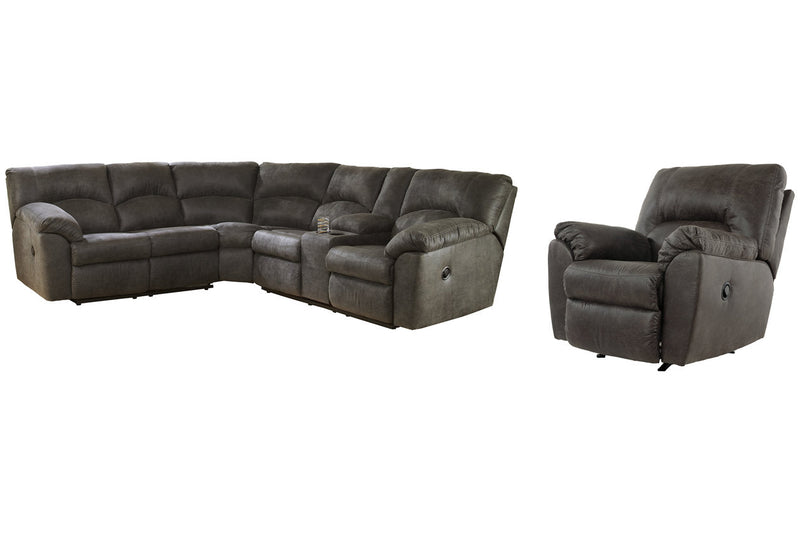 Tambo Pewter 2 - Piece Sectional with Recliner - Lara FurnitureReclining Sectional