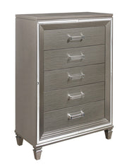 Tamsin Silver/Gray Metallic LED Upholstered Storage Platform Bedroom Set - Lara FurnitureBedroom Set