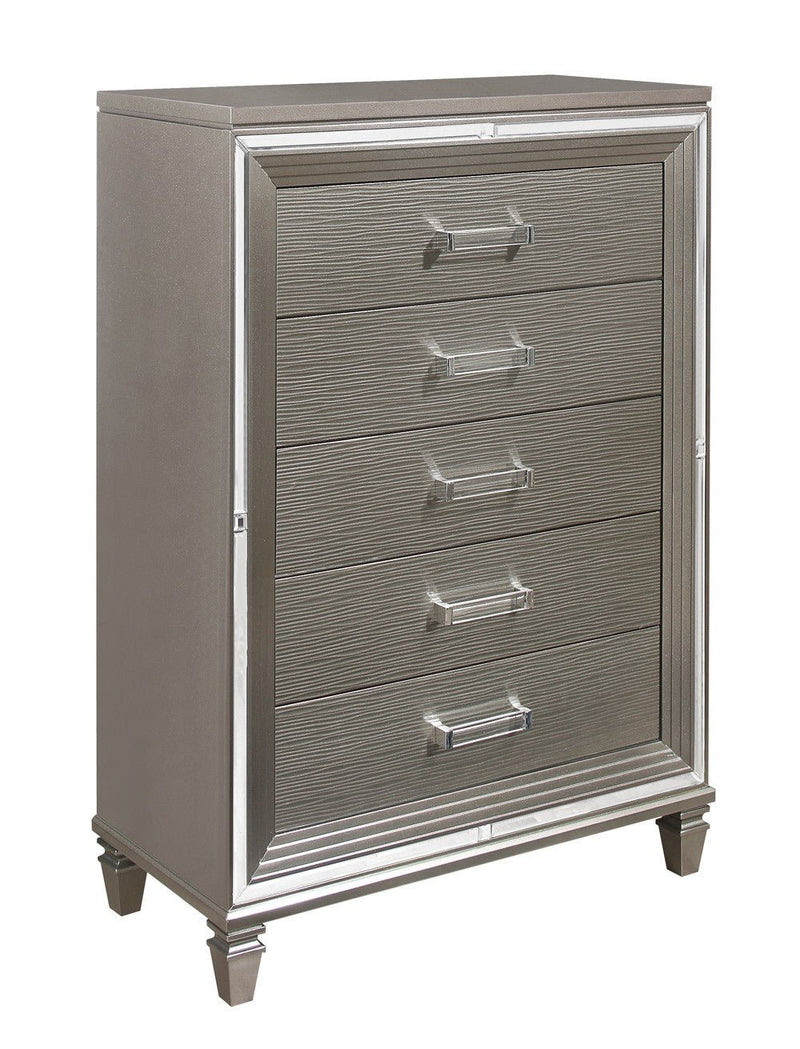 Tamsin Silver/Gray Metallic LED Upholstered Storage Platform Bedroom Set - Lara FurnitureBedroom Set