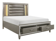 Tamsin Silver/Gray Metallic LED Upholstered Storage Platform Bedroom Set - Lara FurnitureBedroom Set