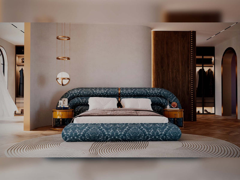 Tamzara Bedroom (Queen Frame With Headboard & Dresser With Mirror & Ottoman & 2 Nightstand) - 200-GAB-TAM-QB-SET