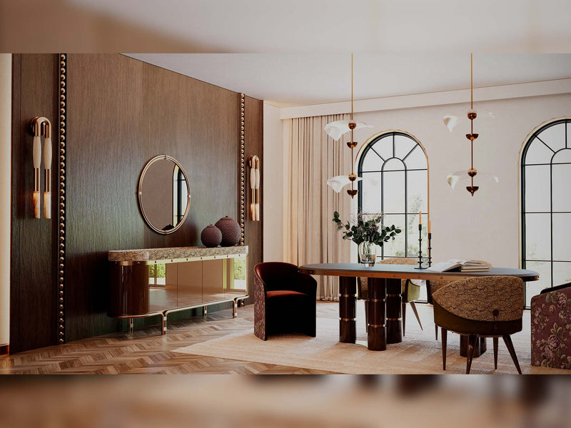 Tamzara Diningroom (Consol With Mirror & Dining Table & 2 Lux Dining Chair & 2 Dining Chair) - 200-GAB-TAM-DT-SET