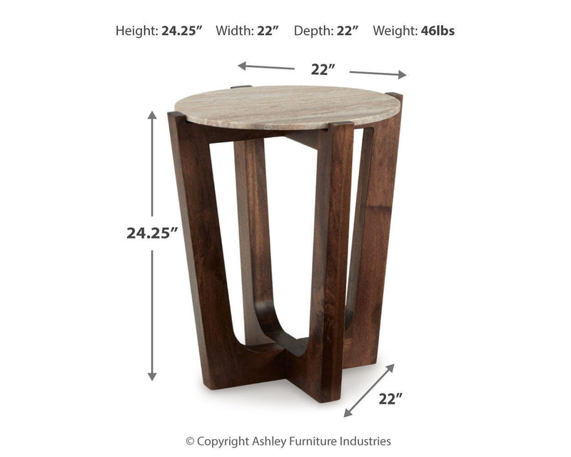 Tanidore Coffee Table with 1 End Table in Warm Brown - PKG020847
