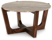 Tanidore Coffee Table with 2 End Tables in Warm Brown - PKG020848