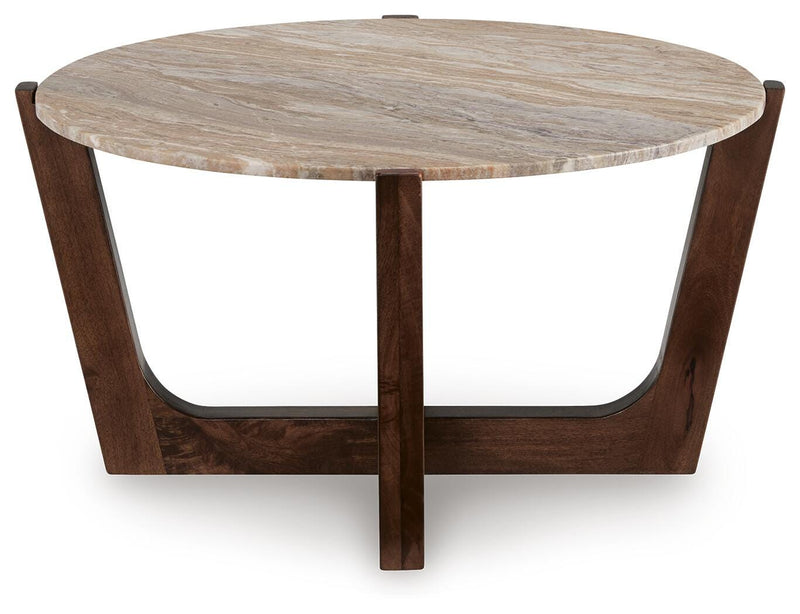 Tanidore Coffee Table with 2 End Tables in Warm Brown - PKG020848