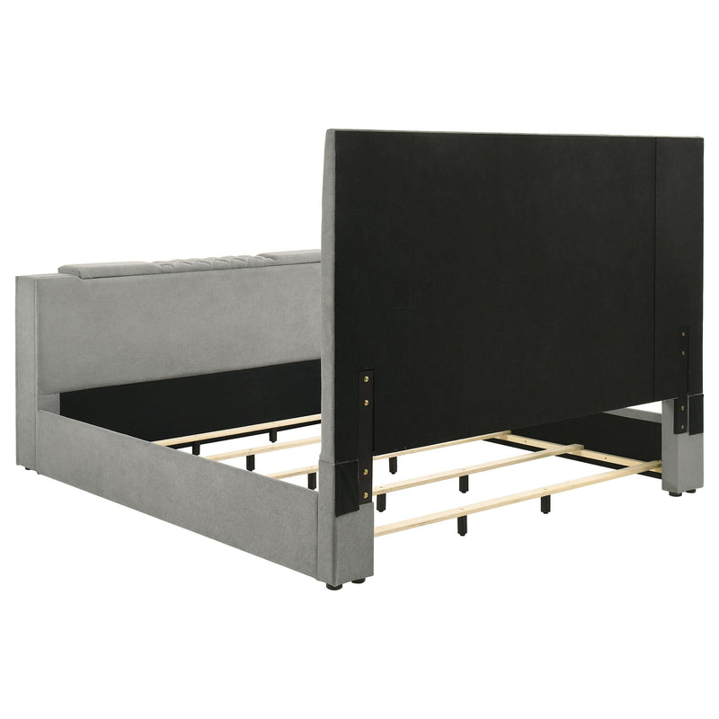 Tara 61-inch Upholstered Eastern King Panel TV Bed Grey - 315994KE