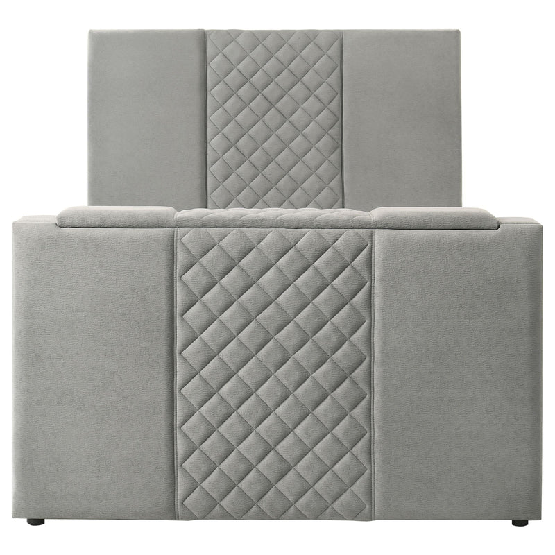 Tara 61-inch Upholstered Queen Panel TV Bed Grey - 315994Q