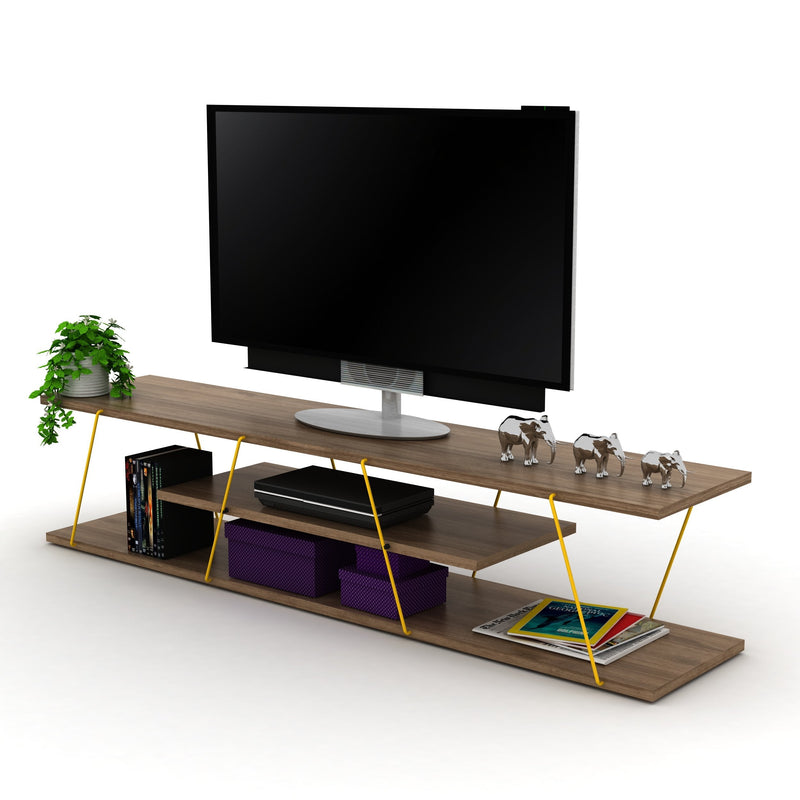 Tars Tv Stand in Walnut-Yellow - 720-TAR-TV-RF160101