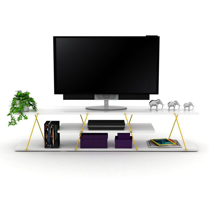 Tars Tv Stand in White-Yellow - 720-TAR-TV-RF160104