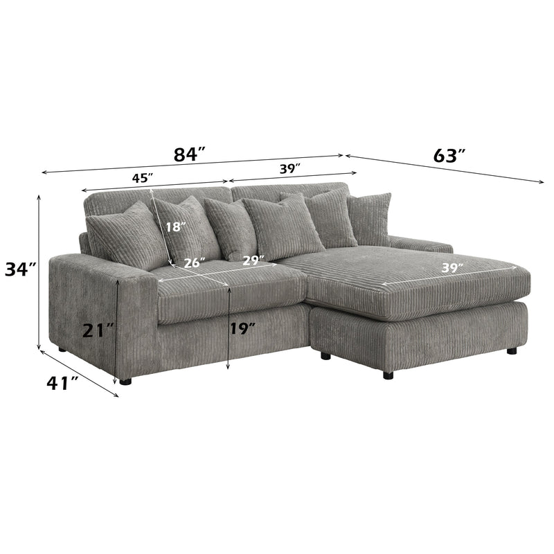 Tavia Reversible Sectional Sofa W/6 Pillows - LV01882
