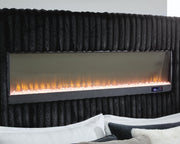 Tayleena Black Queen Upholstered Bed with Fireplace and Wireless Audio - PCB620B1