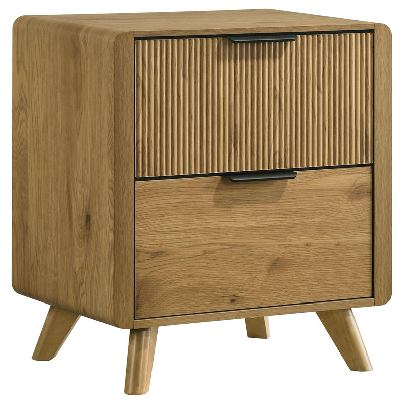 Bennett Full Cream Upholstered 5-Piece Mid-Century Bedroom Set Light Oak - 222901F-S5