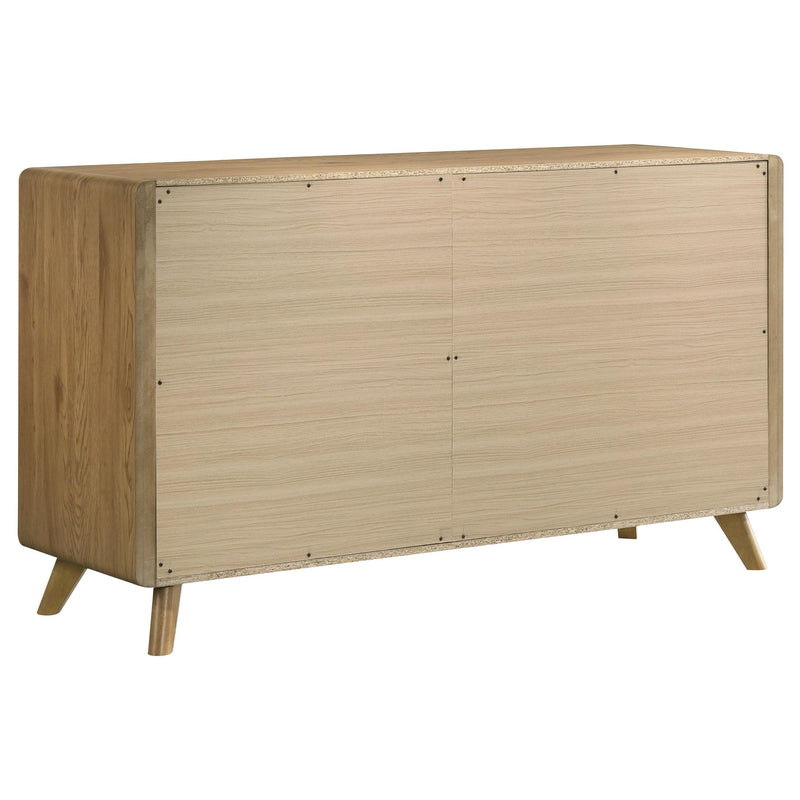 Bennett Full Cream Upholstered 5-Piece Mid-Century Bedroom Set Light Oak - 222901F-S5