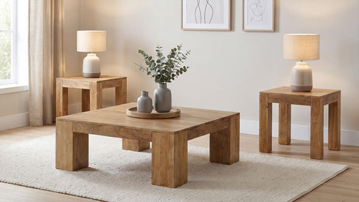 Butte 3-piece Mango Wood Coffee and End Table Set Natural - 706378-S3