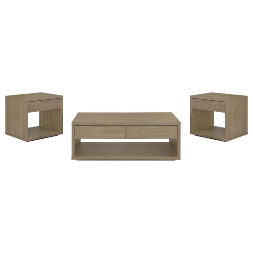 Ingram 3-Piece Coffee and End Table Set with Storage Latte - 710978-S3