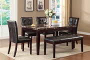 Teague Espresso Faux - Marble Top Dining Set - Lara FurnitureDining Room Set