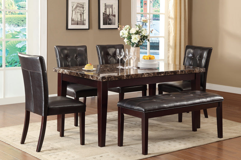 Teague Espresso Faux - Marble Top Dining Set - Lara FurnitureDining Room Set