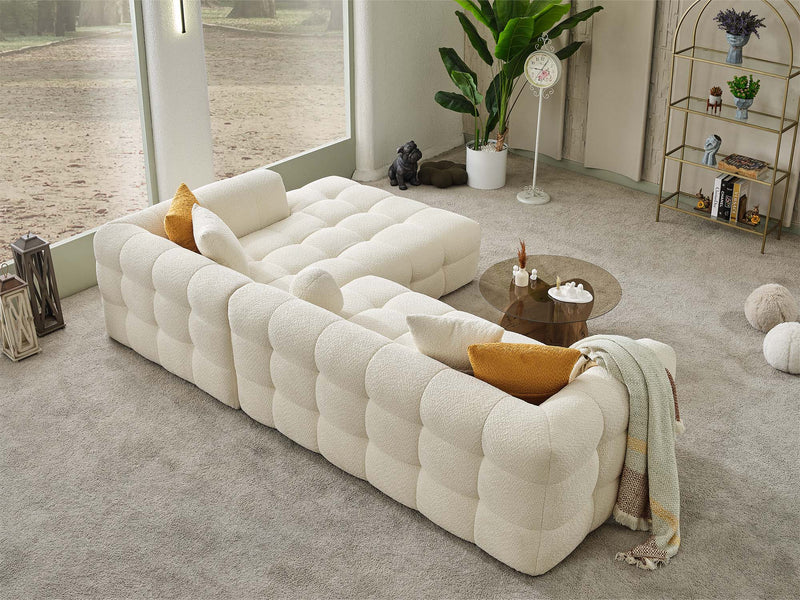 Teddy Sectional Sofa Cream in Cream - 105-TED-IST01-3L