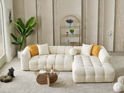 Teddy Sectional Sofa Cream in Cream - 105-TED-IST01-3L