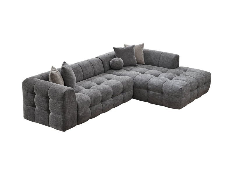 Teddy Sectional Sofa Grey in Grey - 105-TED-IST08-3L